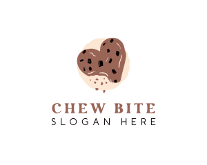 Chocolate Chip Heart Cookie logo design