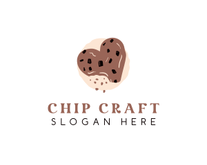 Chocolate Chip Heart Cookie logo design