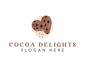 Chocolate Chip Heart Cookie logo design