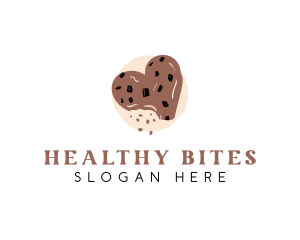 Chocolate Chip Heart Cookie logo design