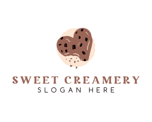 Chocolate Chip Heart Cookie logo design