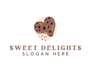 Chocolate Chip Heart Cookie logo design