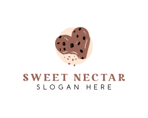 Chocolate Chip Heart Cookie logo design