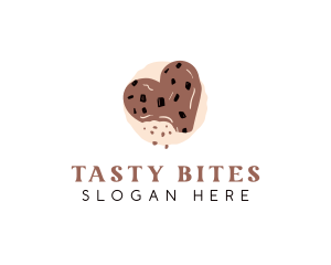 Chocolate Chip Heart Cookie logo design