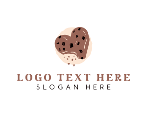Snack - Chocolate Chip Heart Cookie logo design