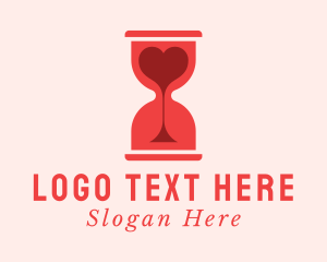 Time - Red Hourglass Heart logo design
