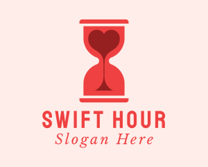 Red Hourglass Heart logo design