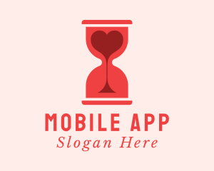 Dating App - Red Hourglass Heart logo design