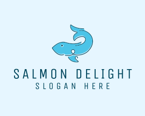 Salmon - Swimming Fresh Fish logo design