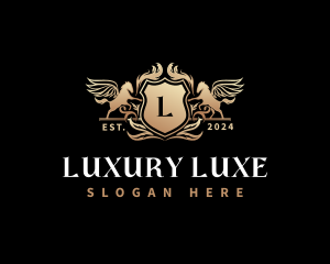 Luxury Pegasus Crest Shield logo design