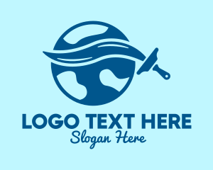 World - Clean Squeegee World logo design