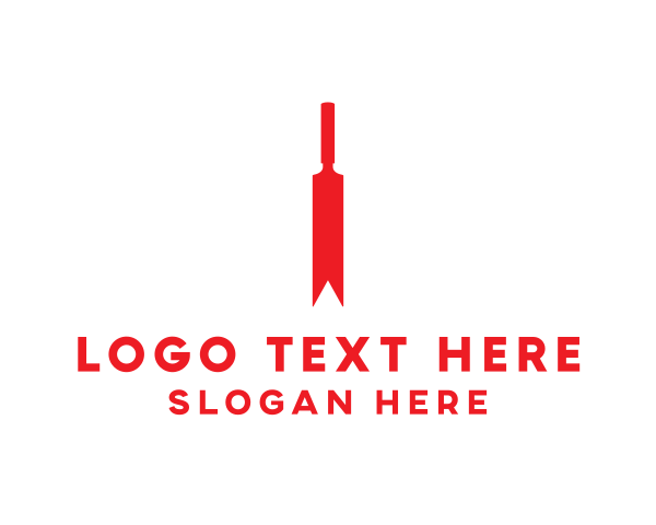 Red Bottle - Cricket Sports Bat logo design