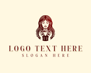 Lady - Woman Coffee Cafe logo design