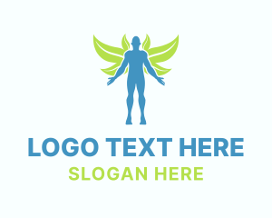 Vitamins - Leaf Man Wings logo design