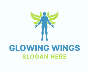 Leaf Man Wings logo design