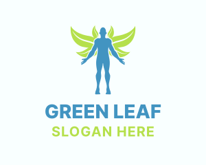 Leaf Man Wings logo design