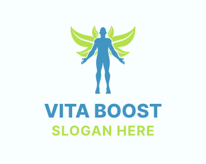 Vitamins - Leaf Man Wings logo design