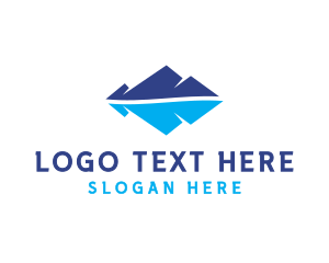 Volcano - Mountain LAke Reflection logo design