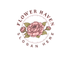 Camellia Flower Blossom logo design