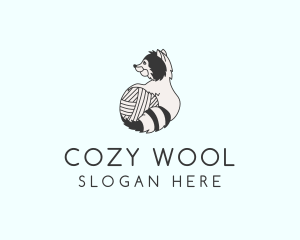 Racoon Yarn Ball  logo design