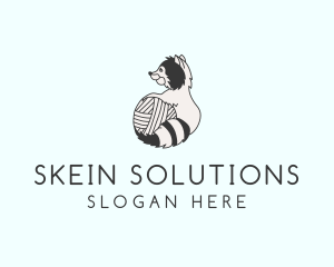 Skein - Racoon Yarn Ball logo design