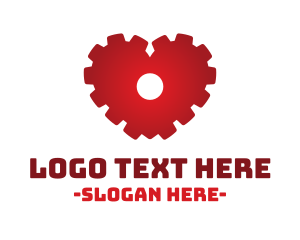 Cog - Red Mechanical Heart logo design