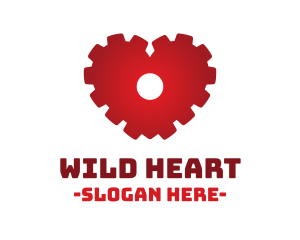 Red Mechanical Heart logo design