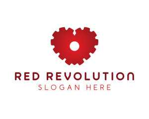 Red Mechanical Heart logo design