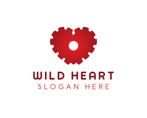 Red Mechanical Heart logo design