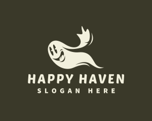 Friendly - Halloween Happy Ghost logo design