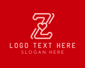 Marriage - Red Heart Letter Z logo design