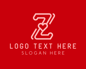 Mobile App - Red Heart Letter Z logo design