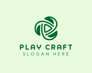 Leaf Spiral Play Button logo design