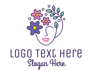 Hair Dye - Female Flower Head logo design