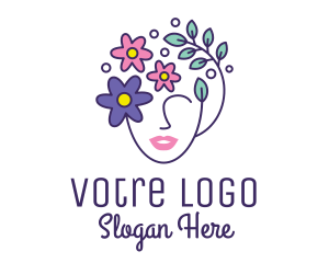 Hair - Female Flower Head logo design