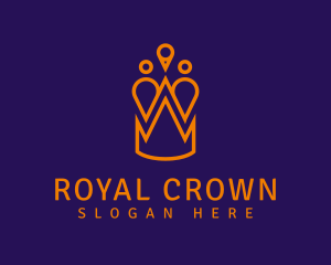 Coronation - Royal Crown Location Pin logo design