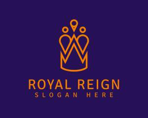 Reign - Royal Crown Location Pin logo design