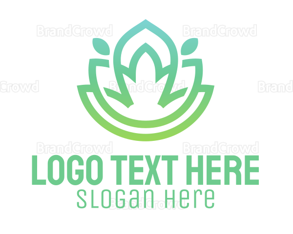 Gradient Green Flower Outline Logo