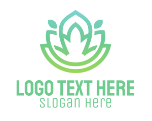 Green Flower - Gradient Green Flower Outline logo design