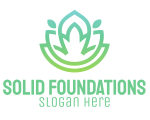 Gradient Green Flower Outline Logo