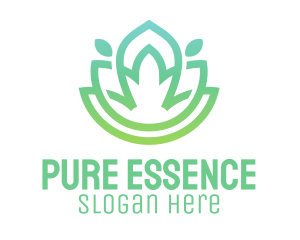 Pure - Gradient Green Flower Outline logo design