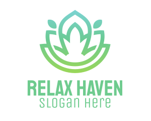 Leisure - Gradient Green Flower Outline logo design