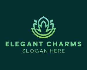 Gradient Green Flower Outline logo design