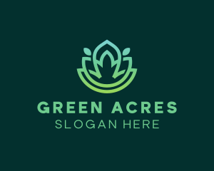 Gradient Green Flower Outline logo design