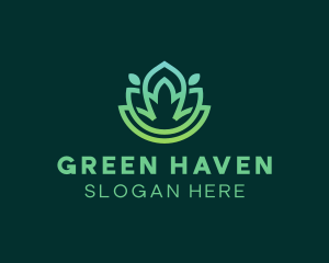 Gradient Green Flower Outline logo design