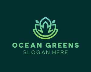 Gradient Green Flower Outline logo design