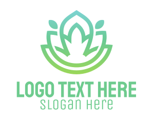Pure - Gradient Green Flower Outline logo design