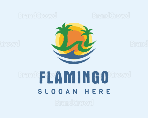Palm Tree Beach Sun Logo