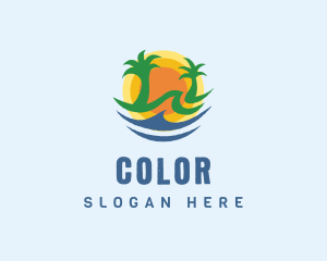 Tropical - Palm Tree Beach Sun logo design