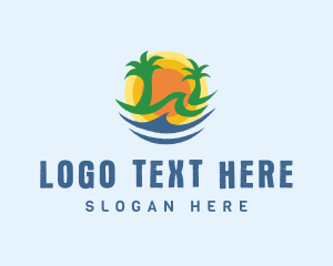 Palm Tree Beach Sun Logo